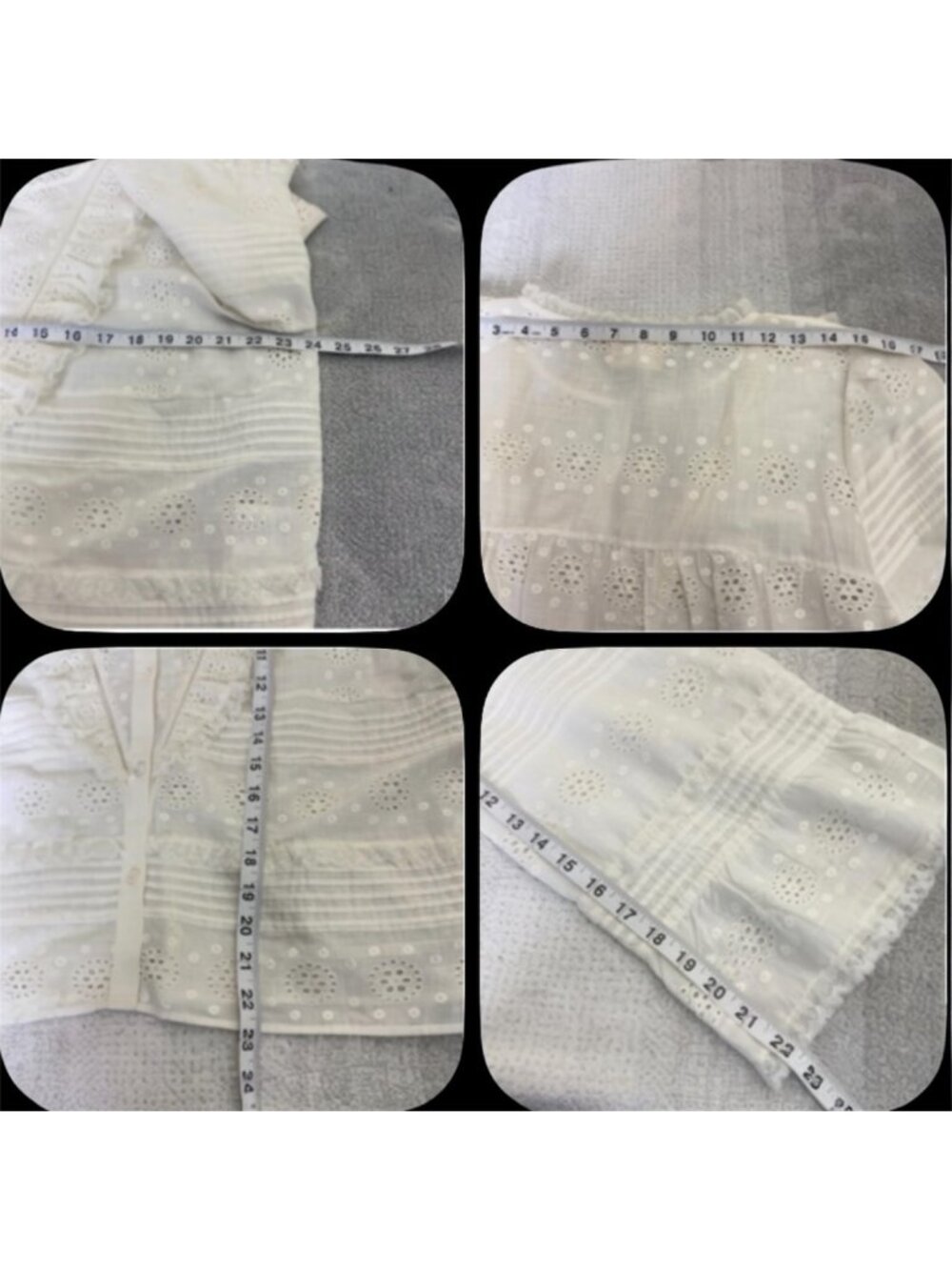 Sézane Nele Eyelet Embroidered Organic Cotton Blouse FR 46 NWOT Boho - Picture 13 of 15